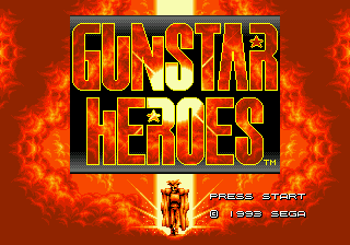 Gunstar Heroes title screen for Sega Mega Drive